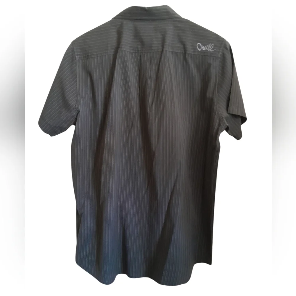 O'Neill Black Casual Button Down Shirt with Pinstripes - Picture 2 of 3